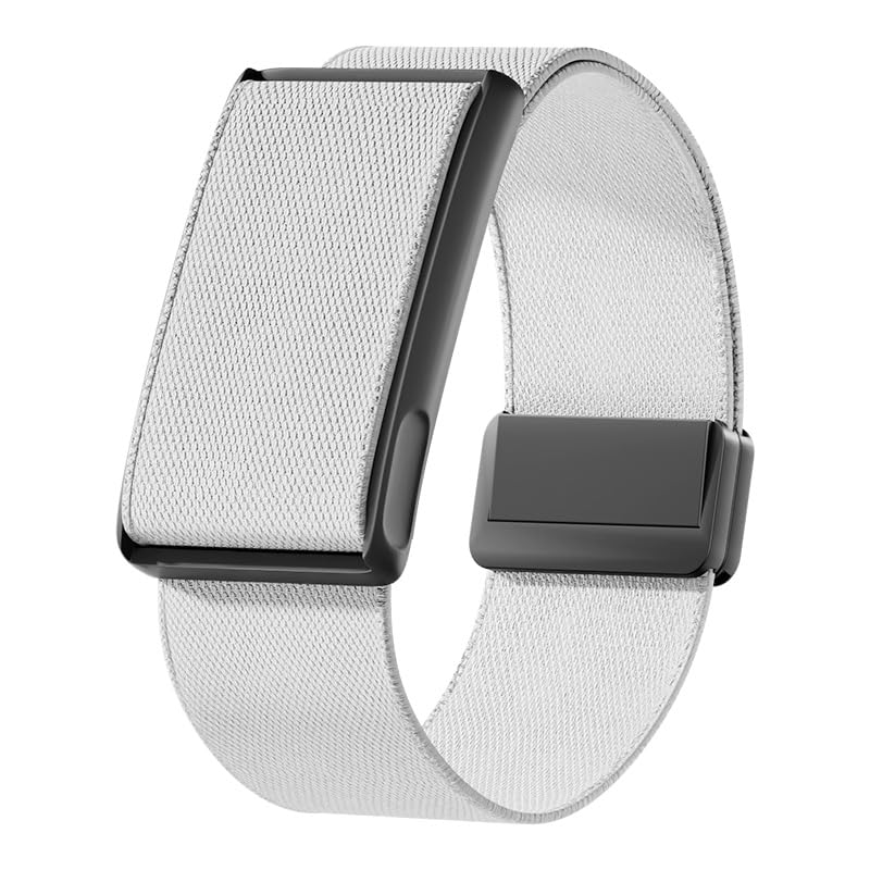 VeveXiao Stretchy Nylon Loop Strap Compatible With Amazfit Helio Strap, Breathable Sports Strap Sweat Absorption Band with Metal Frame Connector for Men Women-No Tracker (white)