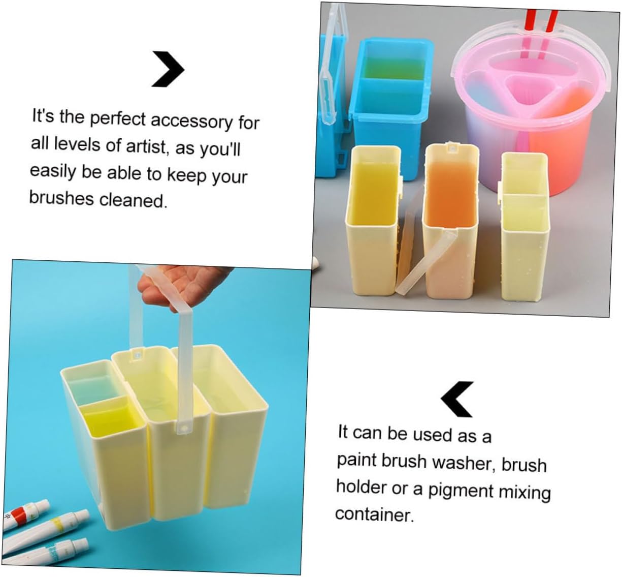 Multi Functional Plastic Paint Brush Cleaner Bucket for Artists