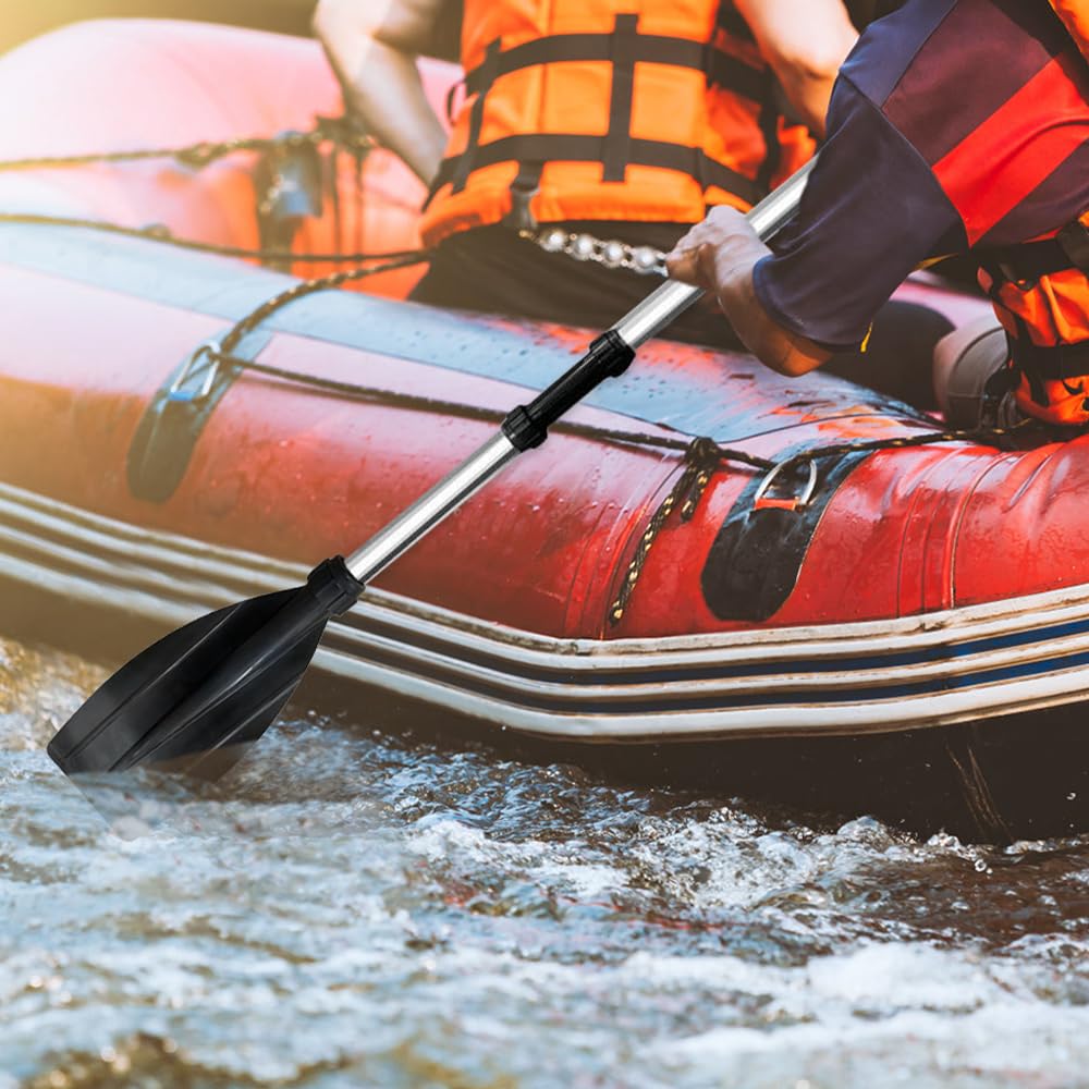 Kajak Padde, Kajakpaddel Aluminium, Verstellbare Teleskop Paddel, 120 cm Paddel Set für Kanufahren Kajkak Schlauchboot, Schwarz