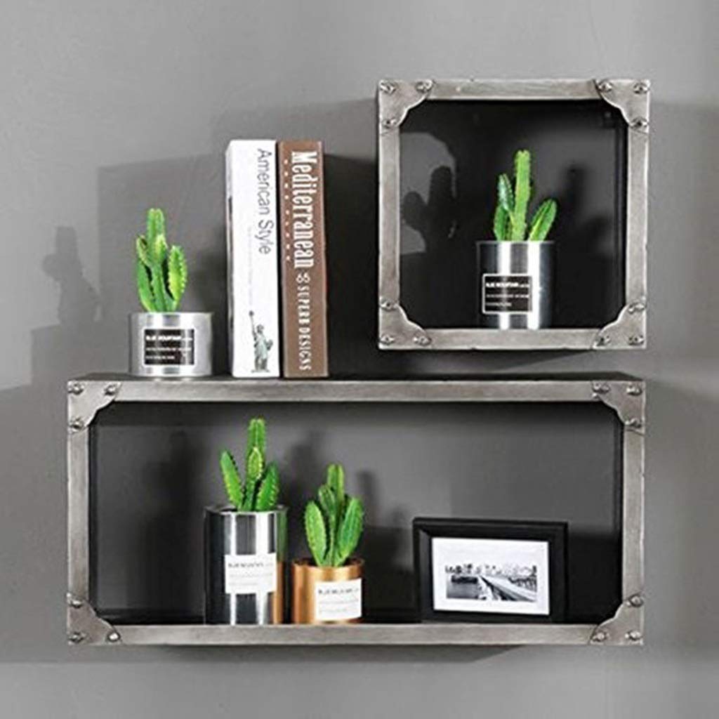 Estantería de almacenamiento para el hogar, estante de estilo industrial, estante de pared de hierro forjado, estante creativo para colgar en la pared, soporte de exhibición de fondo, marco de