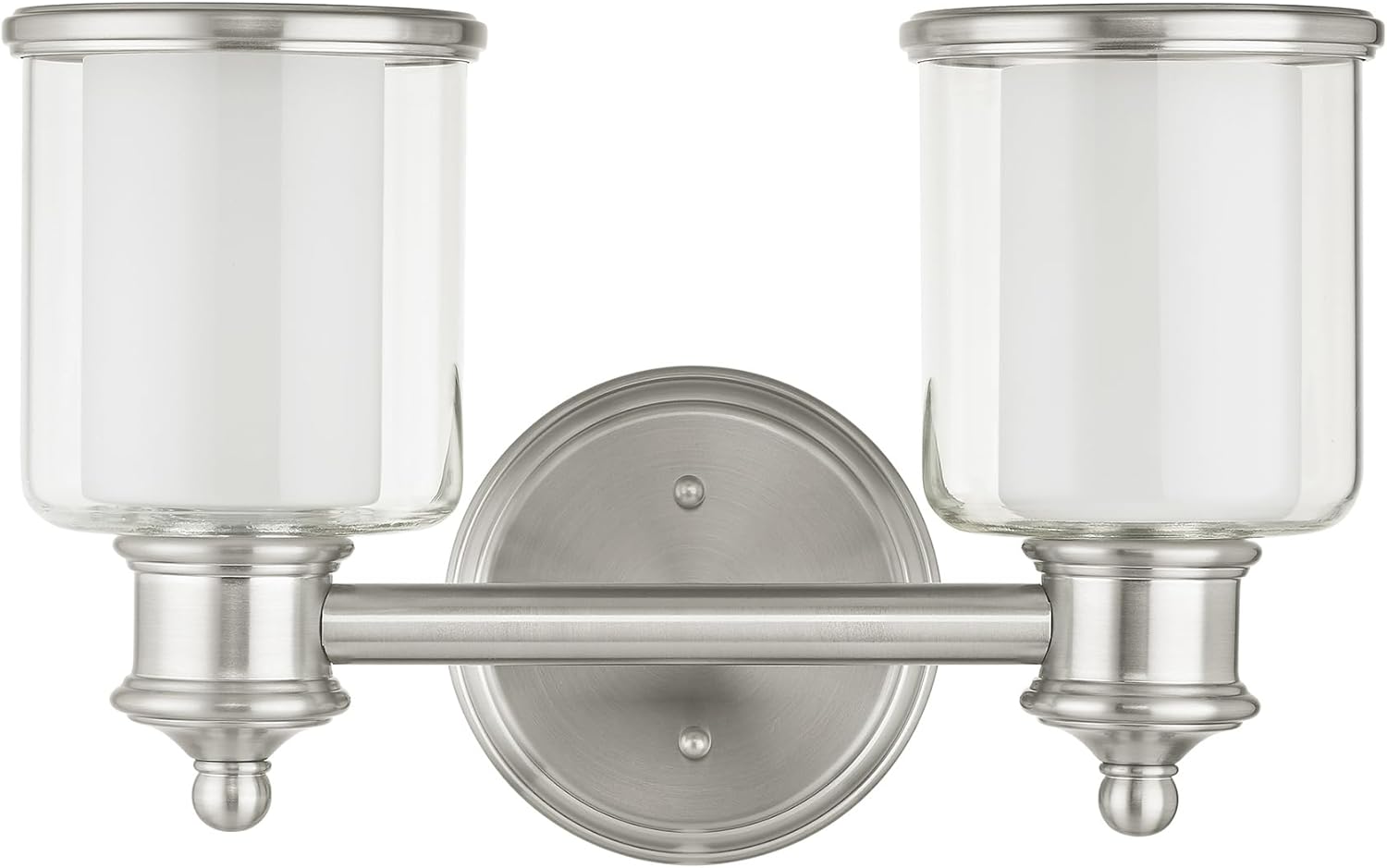 Livex Lighting 40212-91 Transitional Two Light Bath Vanity from Middlebush Collection in Pwt, Nckl, B/S, Slvr. Finish, Brushed Nickel