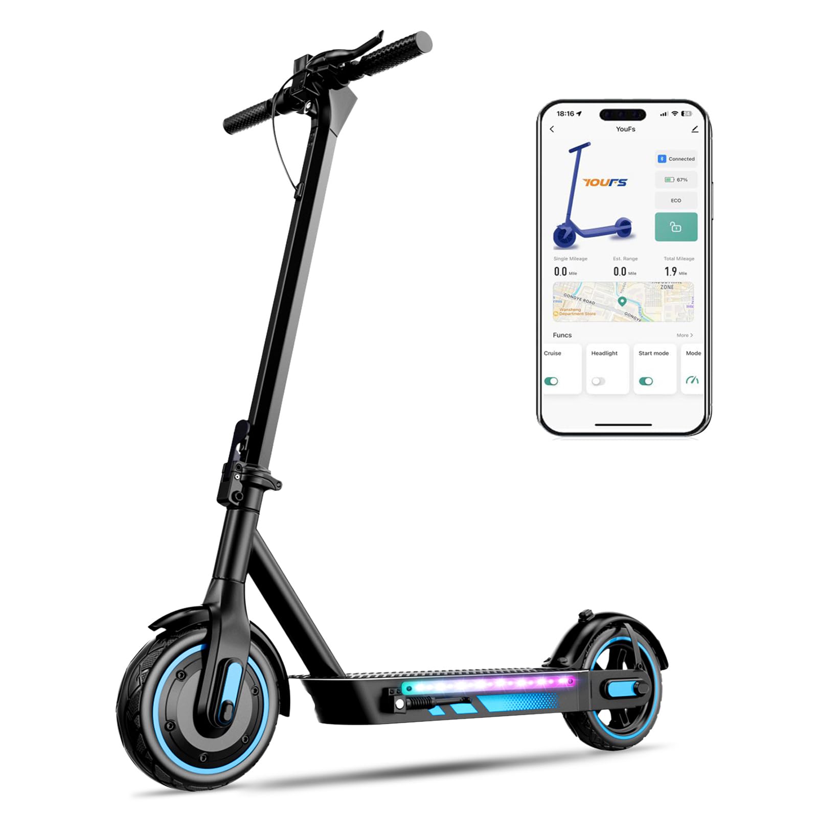 Monopattino Elettrico con Freccia Direzionale, 500W Motore, Autonomia 45 km, Pneumatici 10" Antiforatura, Doppia frenata, Scooter Elettrico Pieghevole