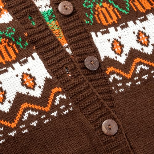 Image of Women's Funny Fall Winter Animal Floral Christmas Tree Long Sleeve Button Knit Cardigan Sweater
