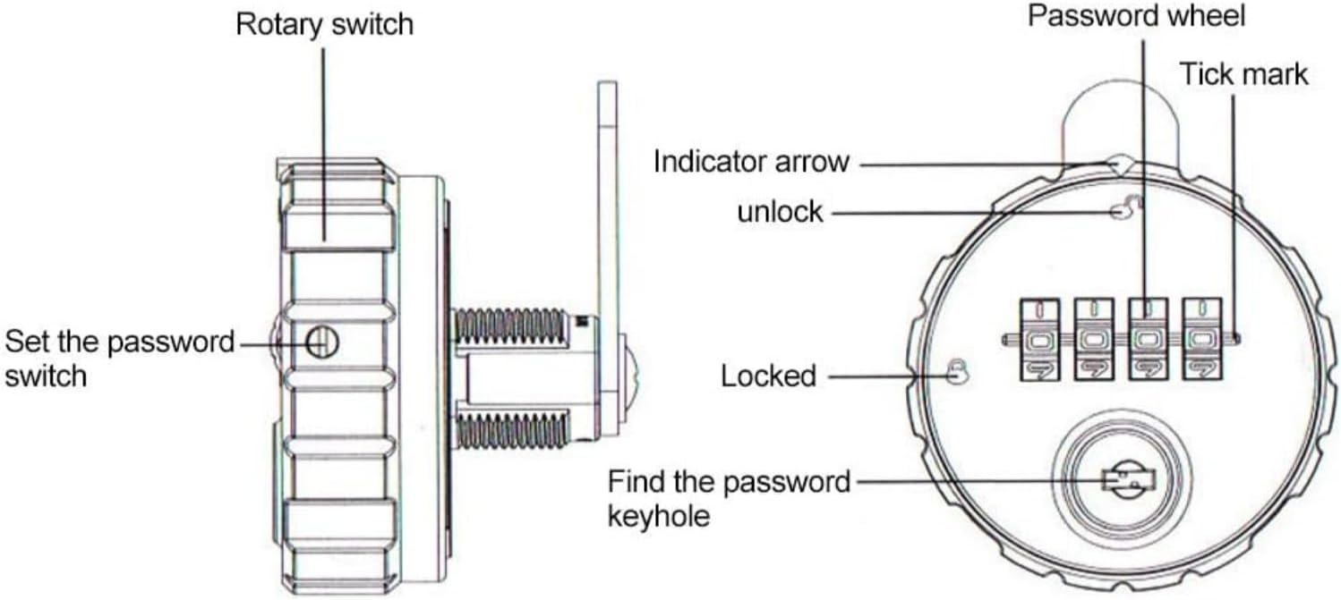 Convenient Security Lock with Password, Zinc Alloy Digital Combination Lock with Key for Metal Boxes, Wooden Cabinets, Toolboxes, Safe, Reliable(26mm)