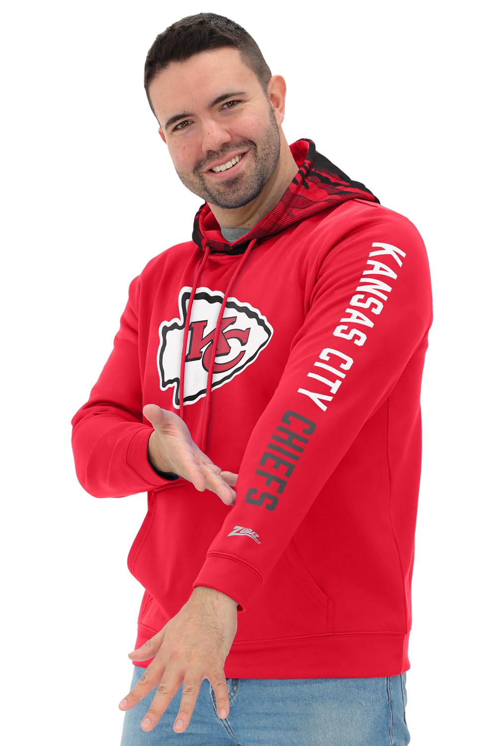Zubaz NFL Football Men's Solid Team Hoodie with Camo Lined Hood and Sleeve Graphic — view 13