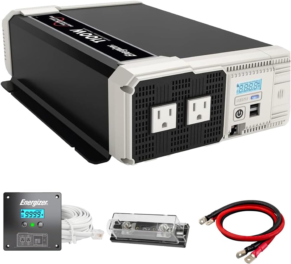 1100 Watt 12V to 110v Pure Sine Wave Inverter Dual AC Outlets & USB, Installation Kit Included, Automotive Power for Tools, Camping Essentials & Car Accessories - ETL Approved UL STD 458