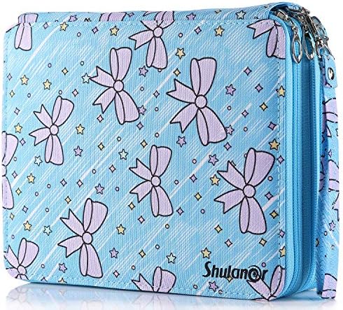 Shulaner 120 Slots Colored Pencil Case with Zipper Closure Large Capacity Oxford Pen Organizer