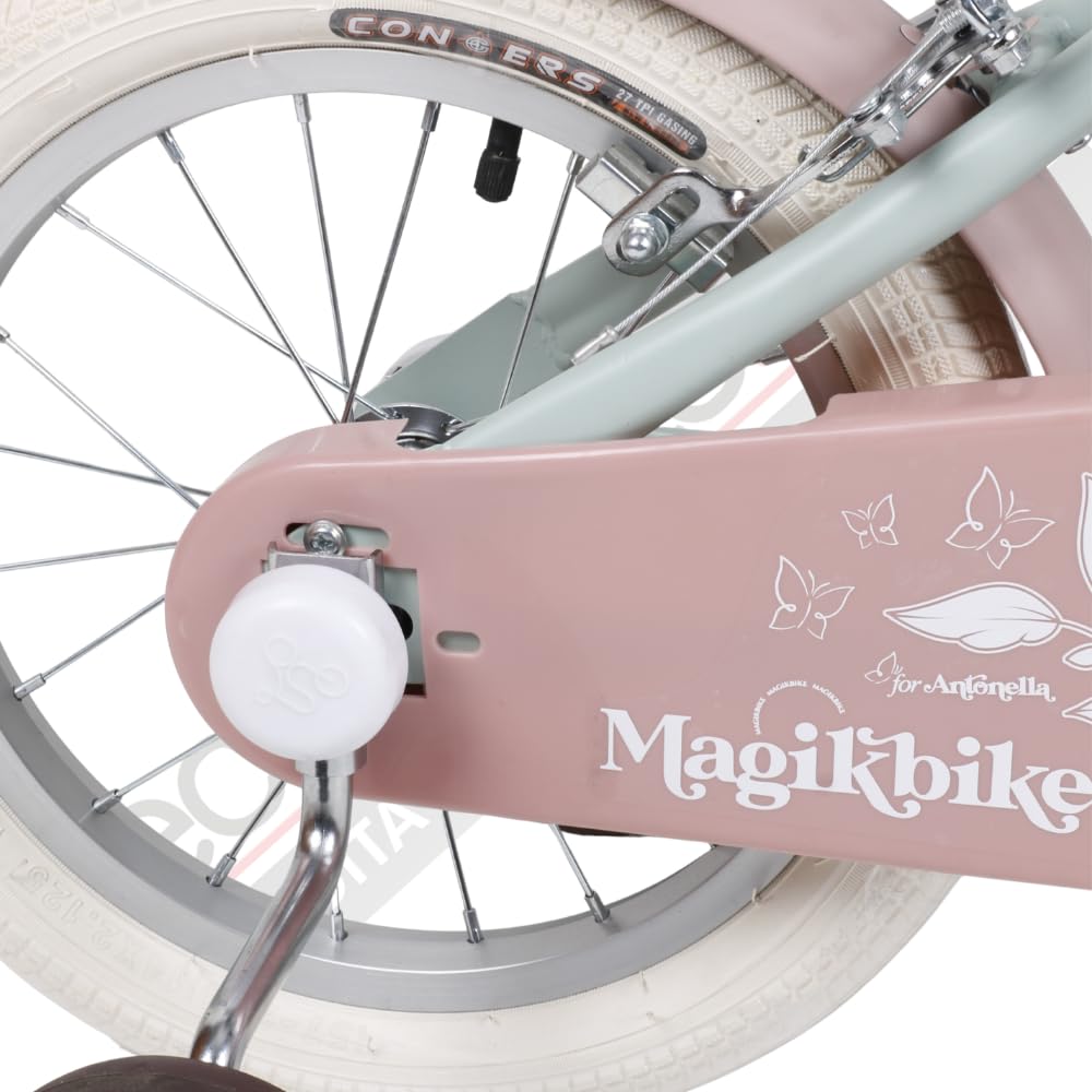 Tecnobike Shop Magik Bike Antonella Vélo pour fille vintage avec panier et roues amovibles, cadre en acier, selle réglable, mouvement à billes