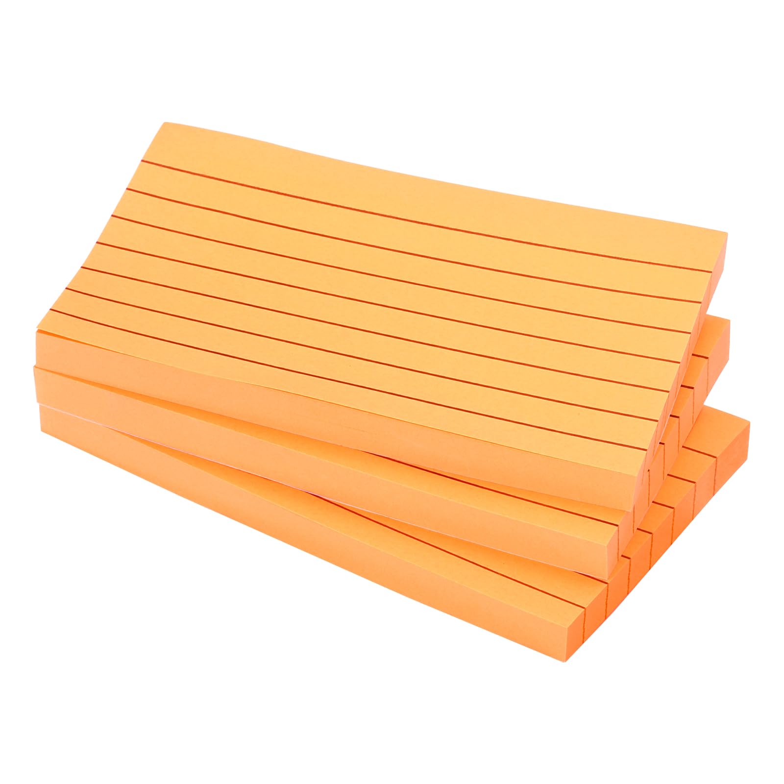 PATIKIL 3 x 5 Inch Lined Sticky Notes, 3 Pack Fluorescent Self-Stick Note Pads 100 Sheets/Pad Colorful Memo Post for Home Office Business, Orange