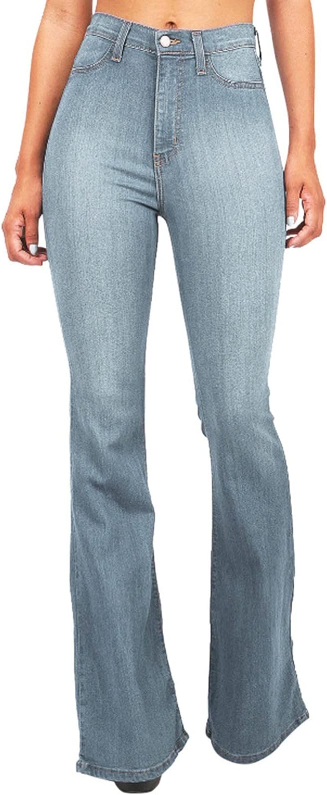 Womens Flared Bootcut Jeans Stretchy Comfy High Waisted Wide Leg Palazzo Lounge Bell Bottom Denim Pants Classic Distressed Slimming Shaping Boyfriend Jeans with Pockets