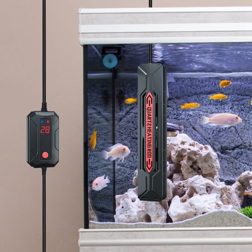 Calentador de acuario, 800W Smart Nano Digital Display Cuarzo Calentador Rod Fish Tank con cubierta de protección de temperatura constante para menos de 400L de agua salada y agua dulce
