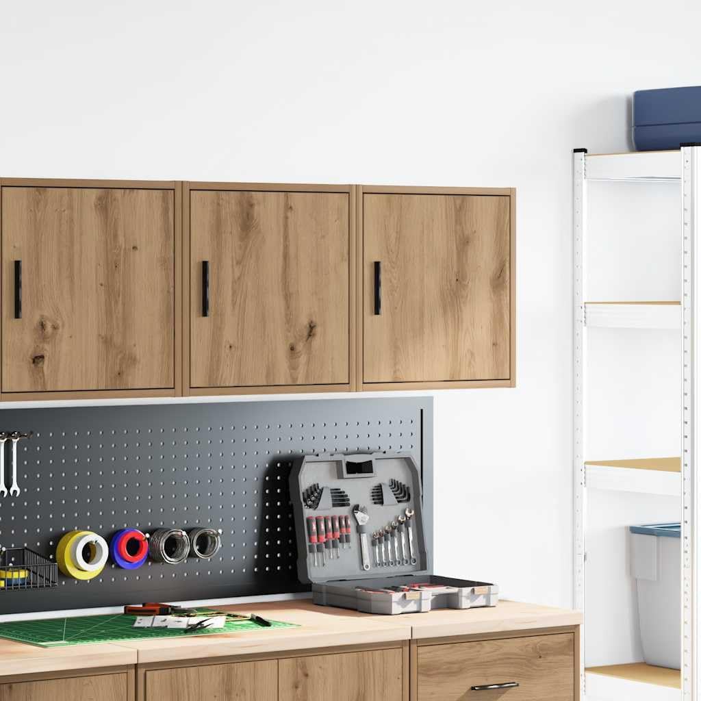 INLIFE Garagen-Wandschränke 2 STK. Artisan-Eiche Holzwerkstoff,Wirtschaft & Industrie,Gewerbliche Lagerung,Industrieschränke,Braun,14.95 KG,860642
