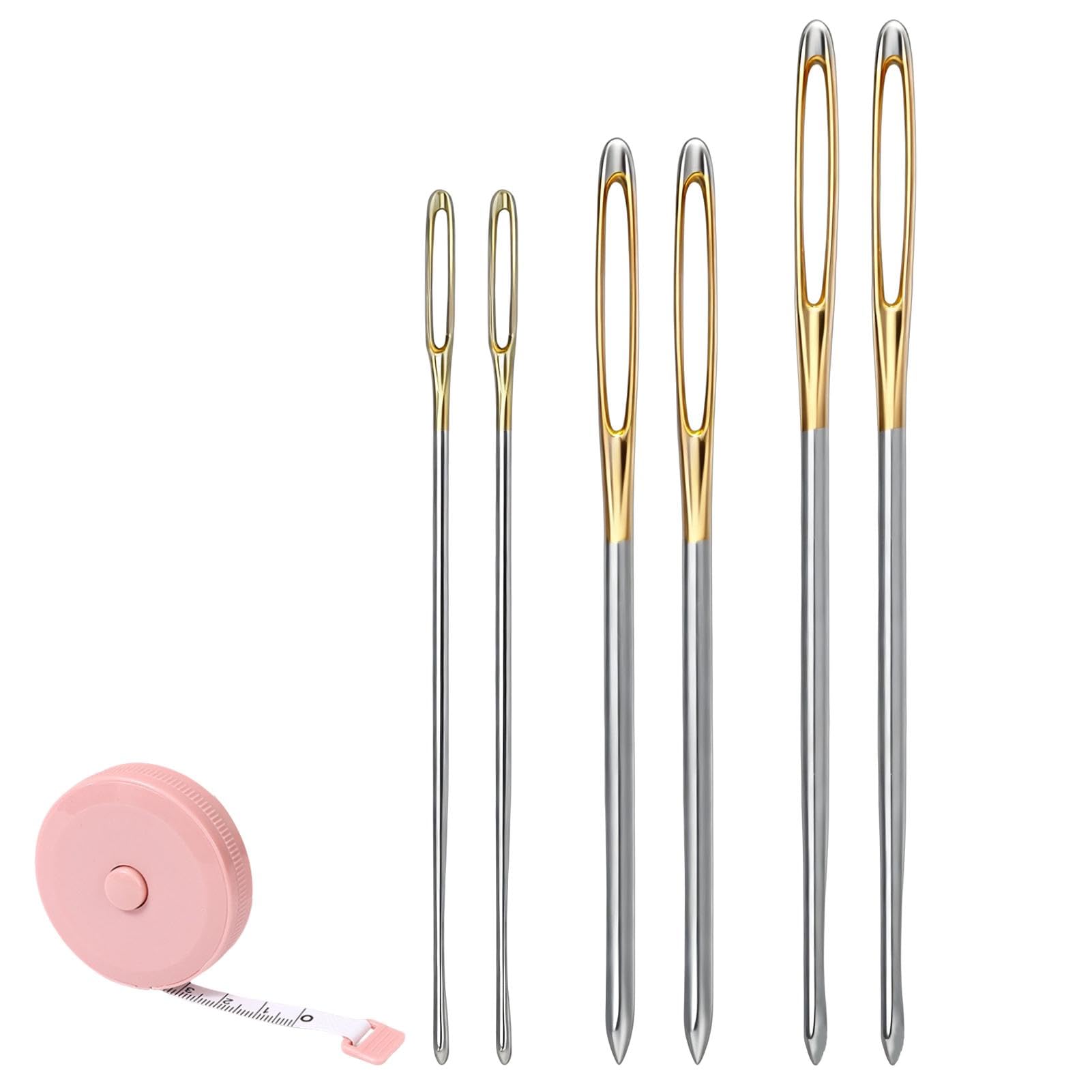 6 Pieces Blunt Steel Large-Eye Needles, Darning Needles for Wool, Wool Thick Hand Knitter, Bodkin Needle, Needles for Sewing, Yarn Knitting, Tapestry, Darning or DIY Crafting