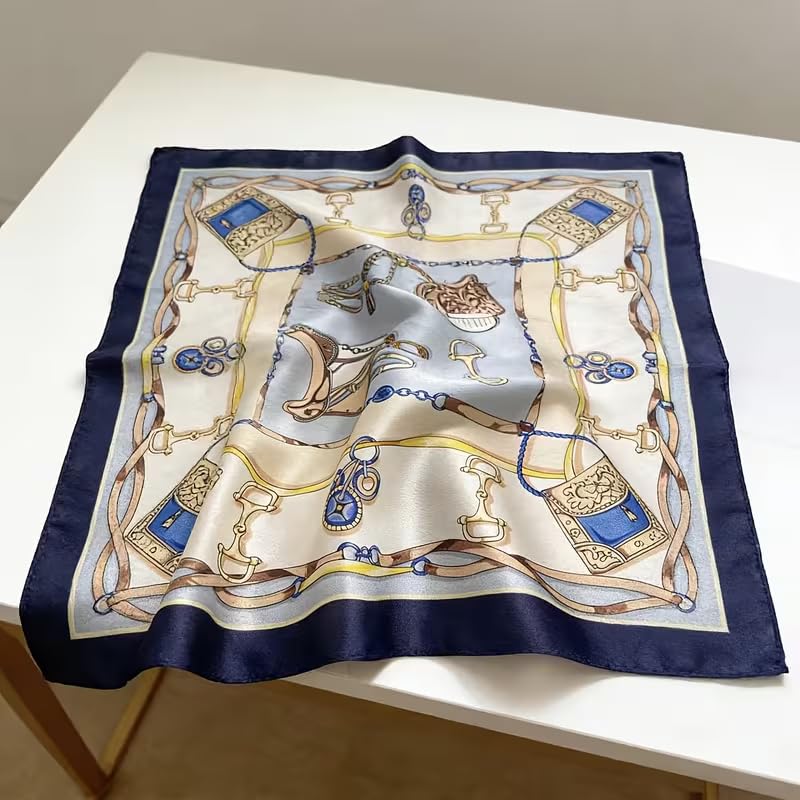 Image of Silk Like Head Scarf for Women Stylish Bandanas for Women Vintage Hair Scarf Wrap and Sleeping, Boho Floral Print Square Bandana Gift