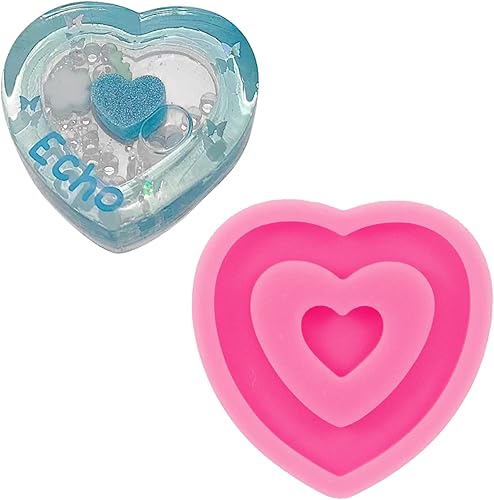 Molde de resina de silicona con forma de corazón, molde de llavero de arena movediza, molde de resina para el día de San Valentín, molde de