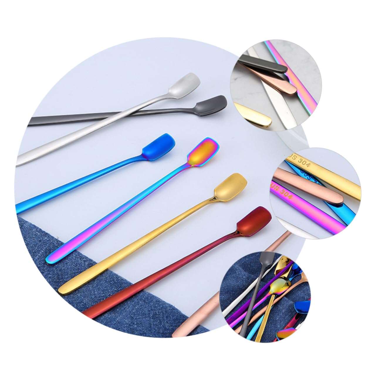 Unomor 304 Stainless Steel Coffee Stirrer Round Head Mixing Spoon for Tea Dessert Ice Cream Bar Supplies Elegant Present for Housewarming