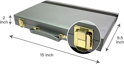 Miniatura 2 de Sun Flair Backgammon - Juegos de mesa para adultos y niños de 15 pulgadas, juego de mesa clásico plegable con funda de piel sintética premium,