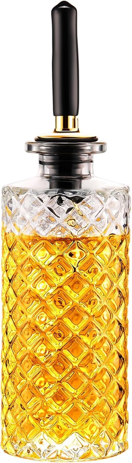 gegewawa Syrup Bottle, 5 oz Glass Dispenser with Metal Pour Spout, 1 Pack