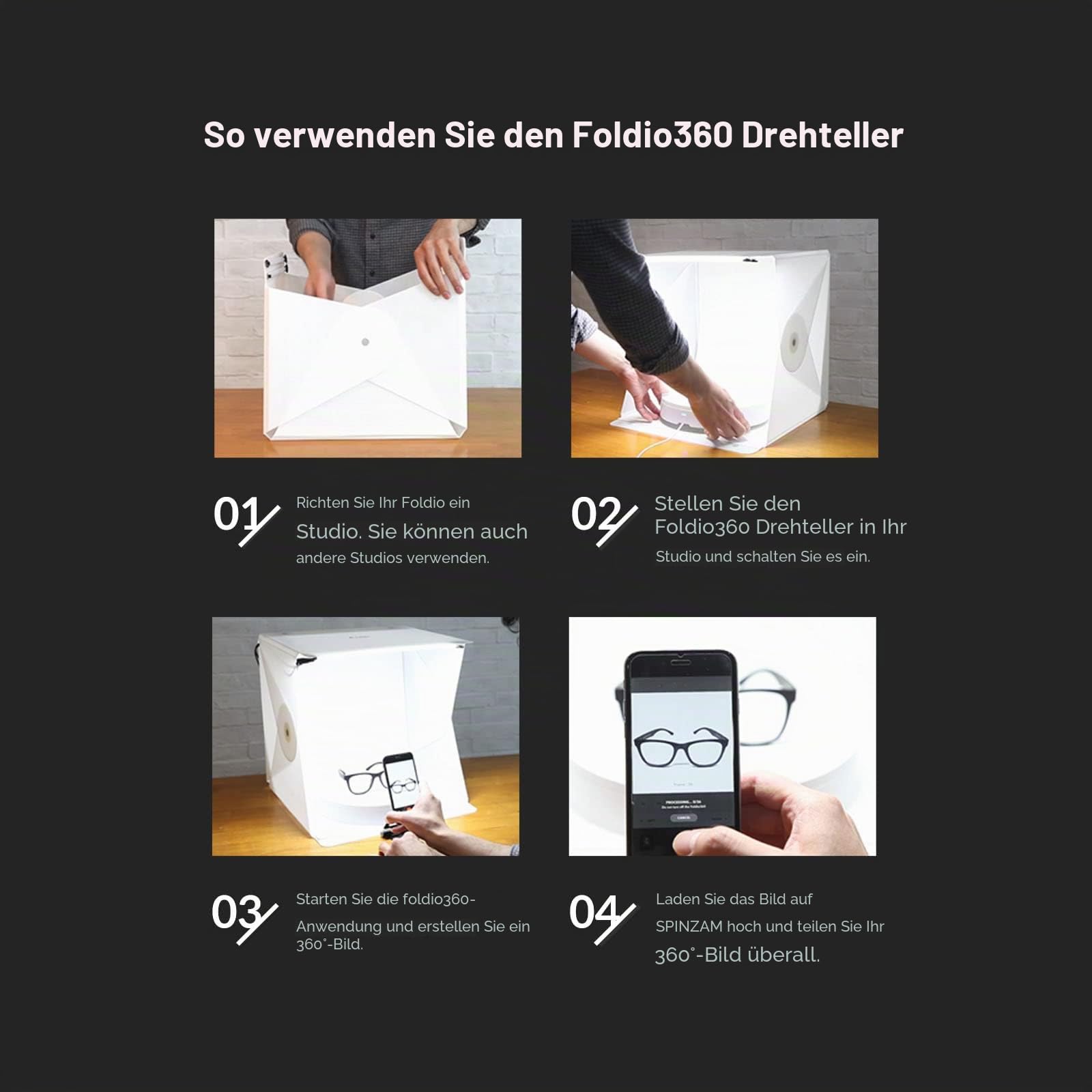 Foldio360 (Intelligenter 360-Grad-Fotografie-Drehteller mit Smartphone-Steuerung für 360-Grad-Produktfotografie/Erstellen Sie 360-Grad-Bilder und -Videos für Ihren Shop, YouTube, TikTok, 3D-Scannen)