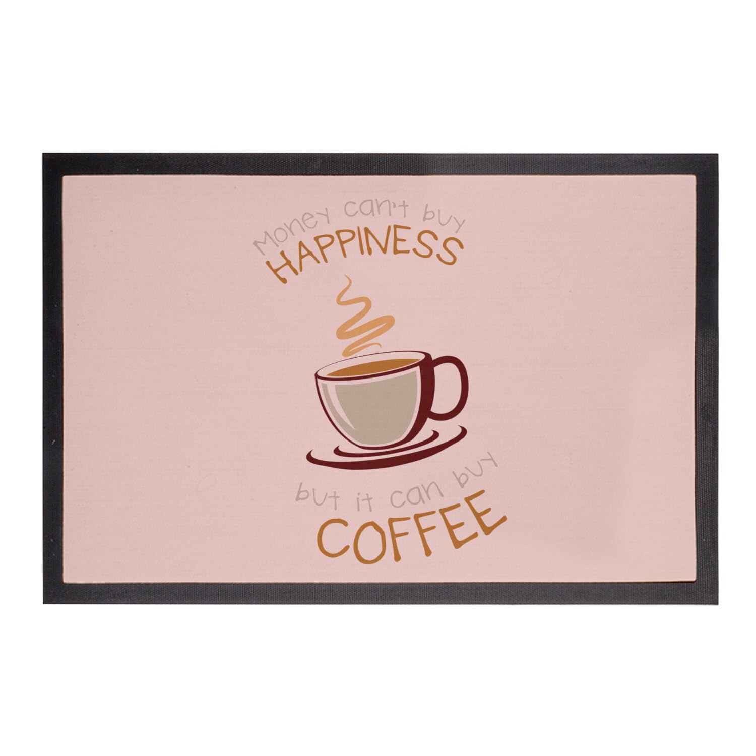Paillasson rose entrée maison motif café grand tapis de porte 75x50cm
