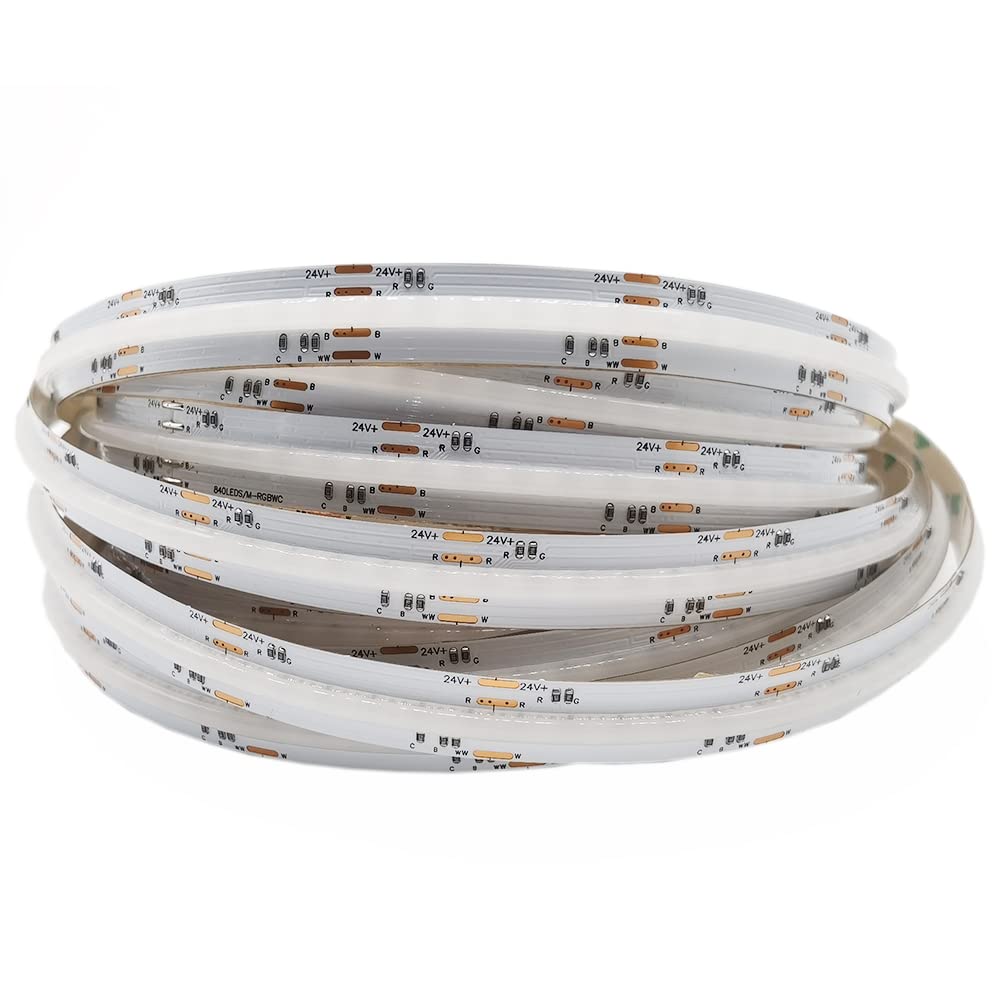 FCOB RGBCCT Tira de LED flexible de alta densidad FCOB COB FOB + RGBCCT LED Strip 5M 840LED/M 4200LEDs DC24V 18W/M IP30 No Impermeable Multicolor para TV Habitación Fiesta DIY Decoración del