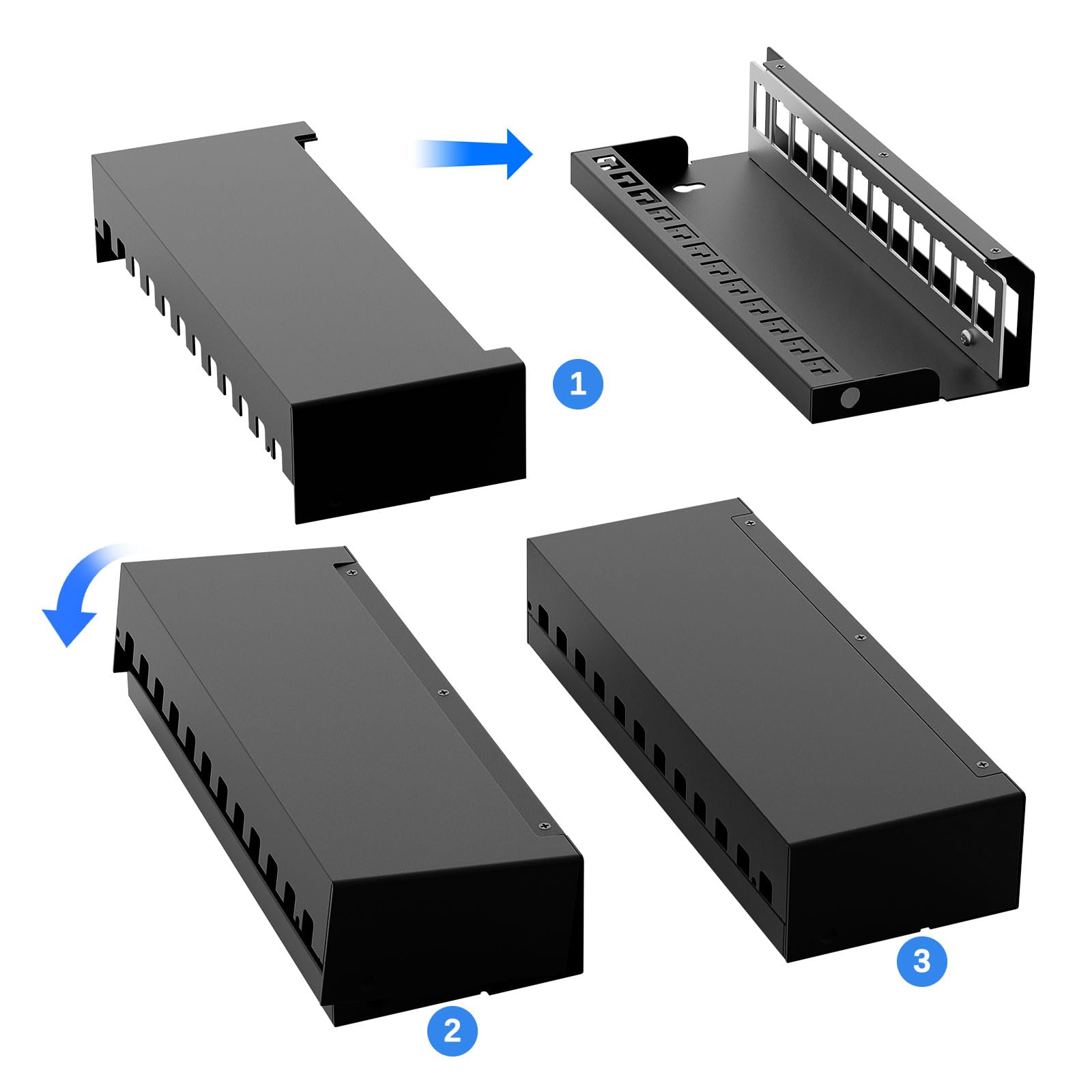 FGB 10 Gbps 12 Port CAT7 Patchpanel mit 12x CAT.7 RJ45 Keystone Jack Modul, STP Patchpanel Verteilerfeld für Netzwerk LAN DSL, Kompatibel CAT6 CAT6a CAT7 CAT8 Verlegekabel Netzwerkkabel