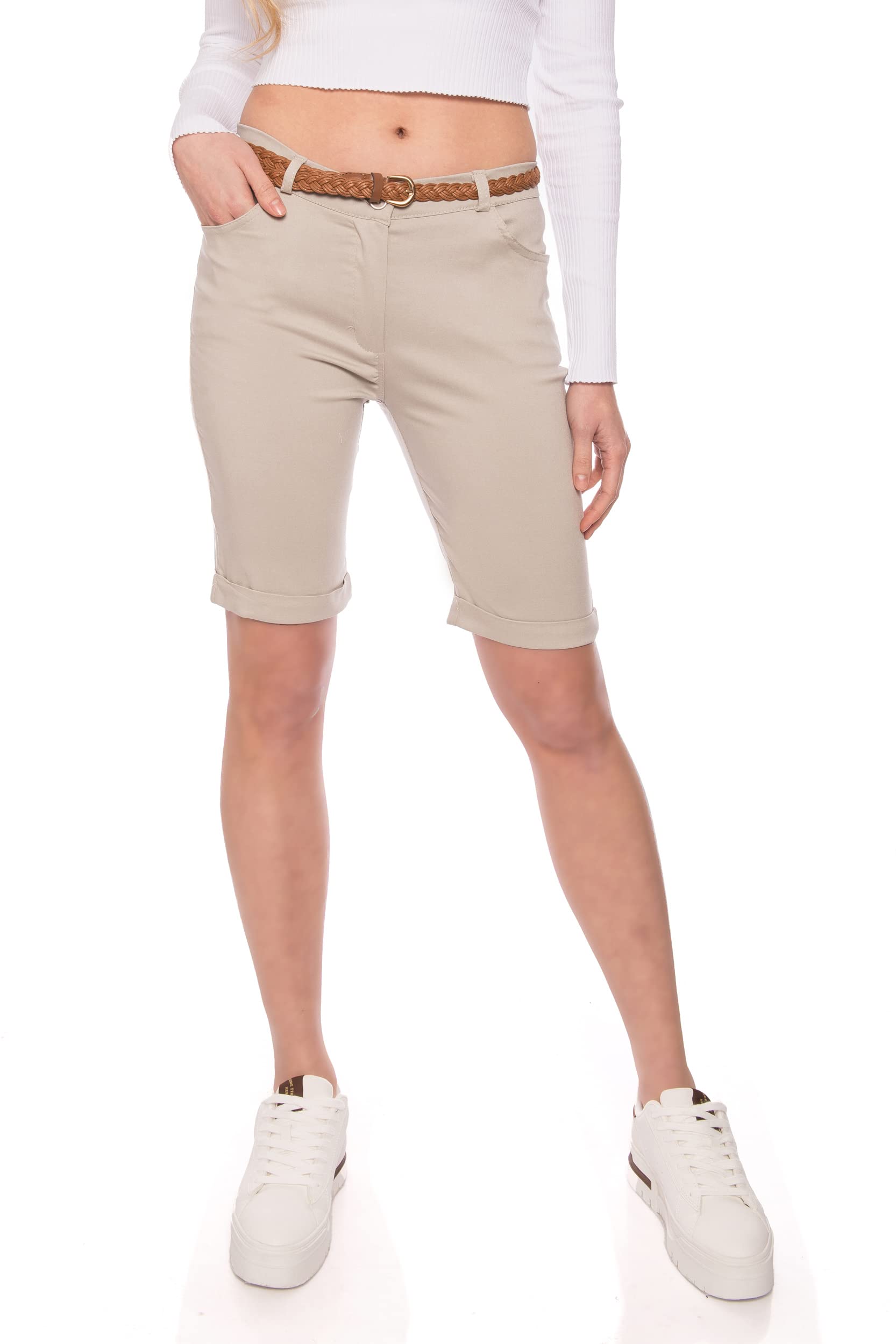 Kendindza Chino Shorts Donna Pantaloncini Pantaloncini Pantaloncini Bermuda da Donna Lunghi Al Ginocchio, Pantaloncini Estivi da Donna Estate Eleganti