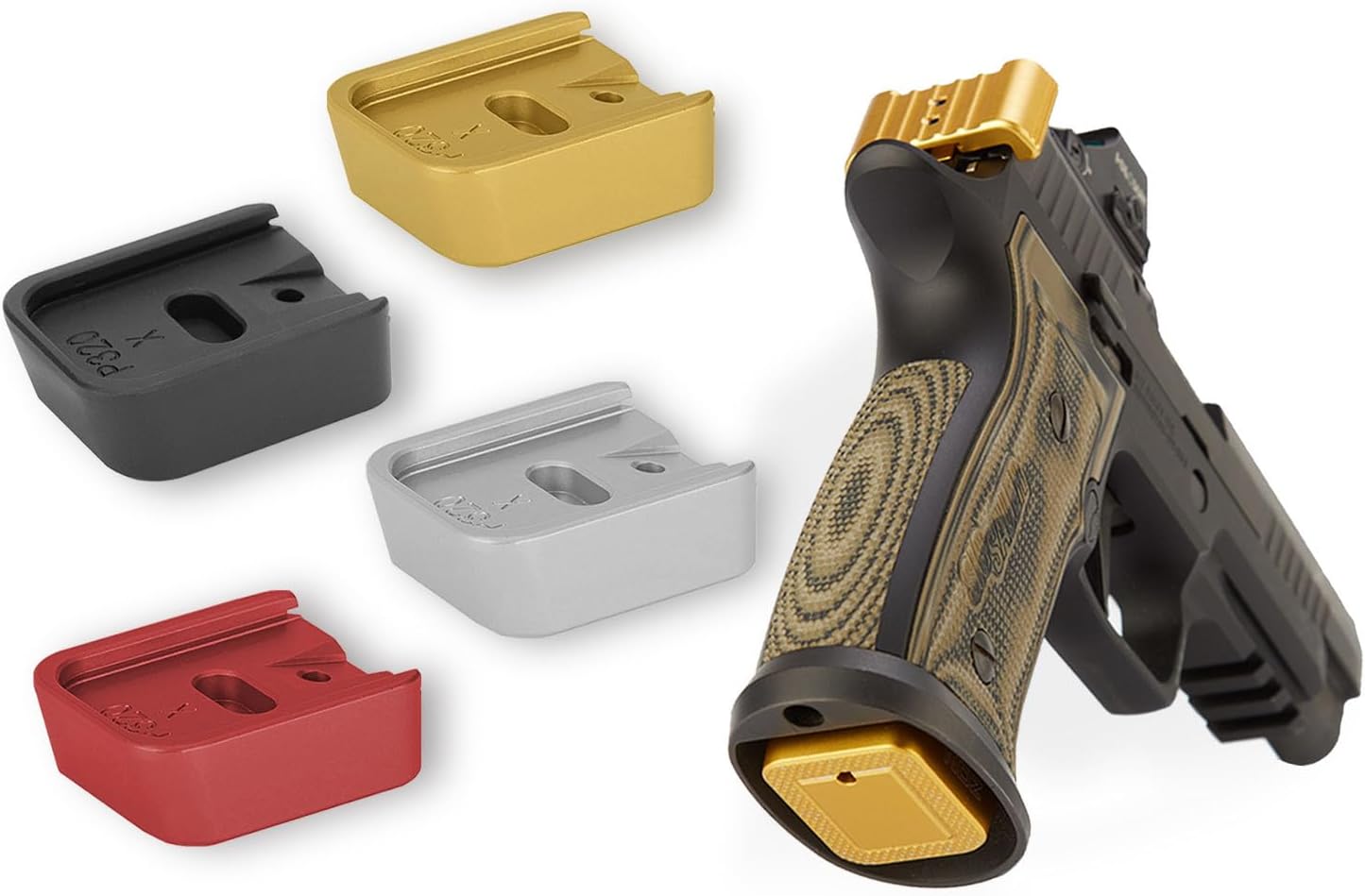 NDZ Performance Magazine Base Plate Extension for Sig P320 X Series & XFIVE Legion 9MM Laser Engraved Anodized Aluminum, Made in The USA - Choose Engraving & Plate Color
