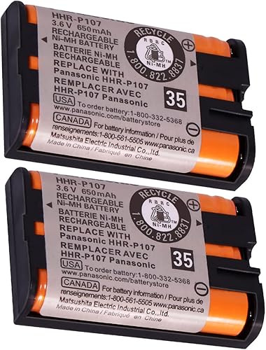 EOCIK Paquete de 2 baterías inalámbricas para teléfono HHR-P107 3.6 V 830 mAh NI-MH AAA batería recargable para Panasonic batería de repuesto