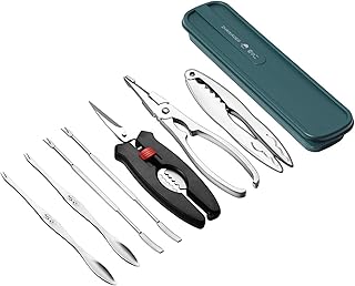 7 Piece Seafood Preparation Tool Set | Stainless Steel 1 Crab Cracker
