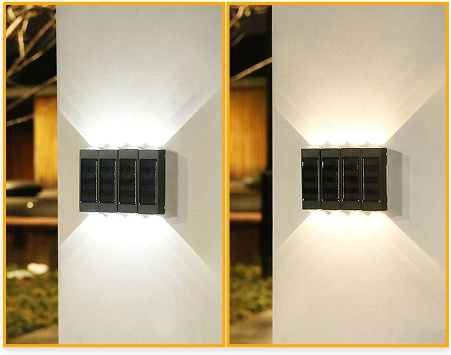 Lámparas de pared para exteriores retro Paquete de 1/4 luces solares for vallas al aire libre IP65 impermeable LED luces de pared solares aplique de pared exterior porche lámpara de pared for patio tr
