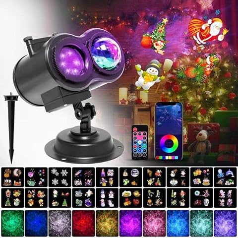 LUXONIC Christmas Halloween Projector Light 20 Slides, Smart App&Remote Control for Christmas, Halloween,Valentine, Birthday,Party,Thanksgiving Decoration Cover