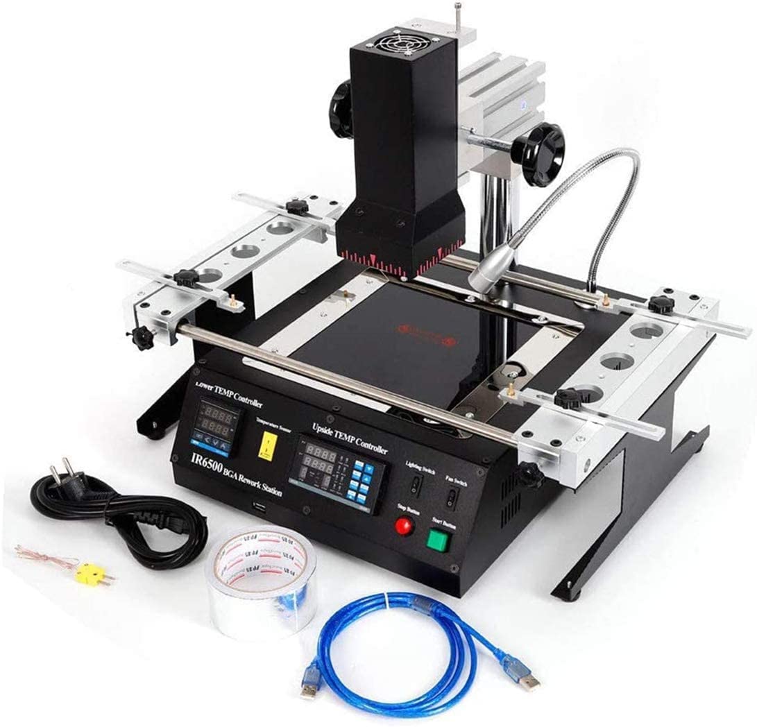 1250W CE Certification Rework Station Infrared Welding Machine, Soldering Stations Machine, IR6500/T862++ Infrared BGA Rework Station SMD SMT Desoldering Soldering Station (US Stock)