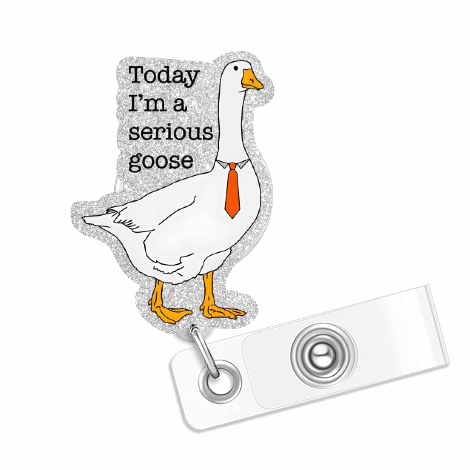 Serious Goose Badge Reel, Funny Goose Badge Reels Retractable, Name Badge Holder Reel ID Clip for Nurse Nursing Medical Assisatant Office Hospital