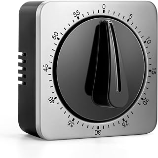 Albayrak Magnetic Kitchen Timer for Cooking - Mechanical Loud 85dB Alarm, Stainless Steel, No Batteries, Countdown Reminder