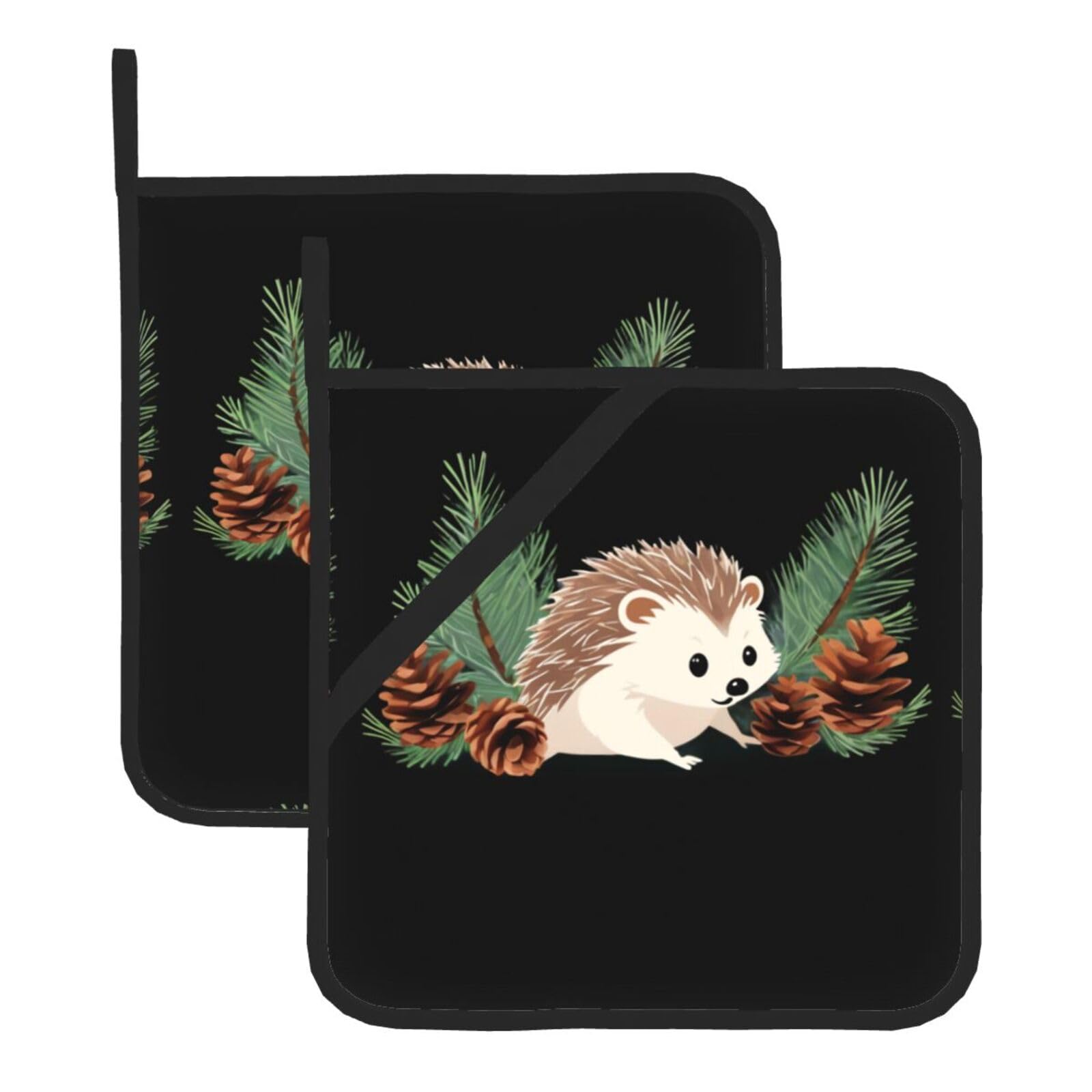 Square Heat-Insulating Pot mat WHJSSF Hedgehog and Pine Cones Pattern Anti-scalding and Heat-Insulating for Kitchen Cleaning and Outdoor Barbecue