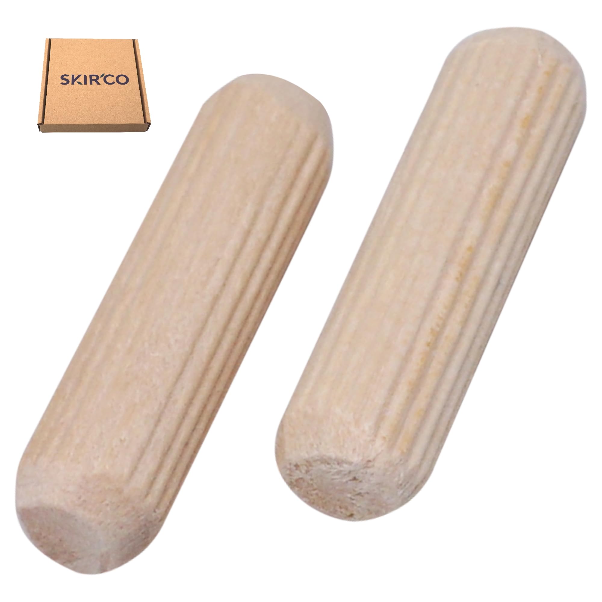 SKIR'CO (50 pcs) Wooden Dowels 8 x 28 mm, Grooved Wood Plugs, Ribbed Pins for Furniture Grooved Dowels - Image 2
