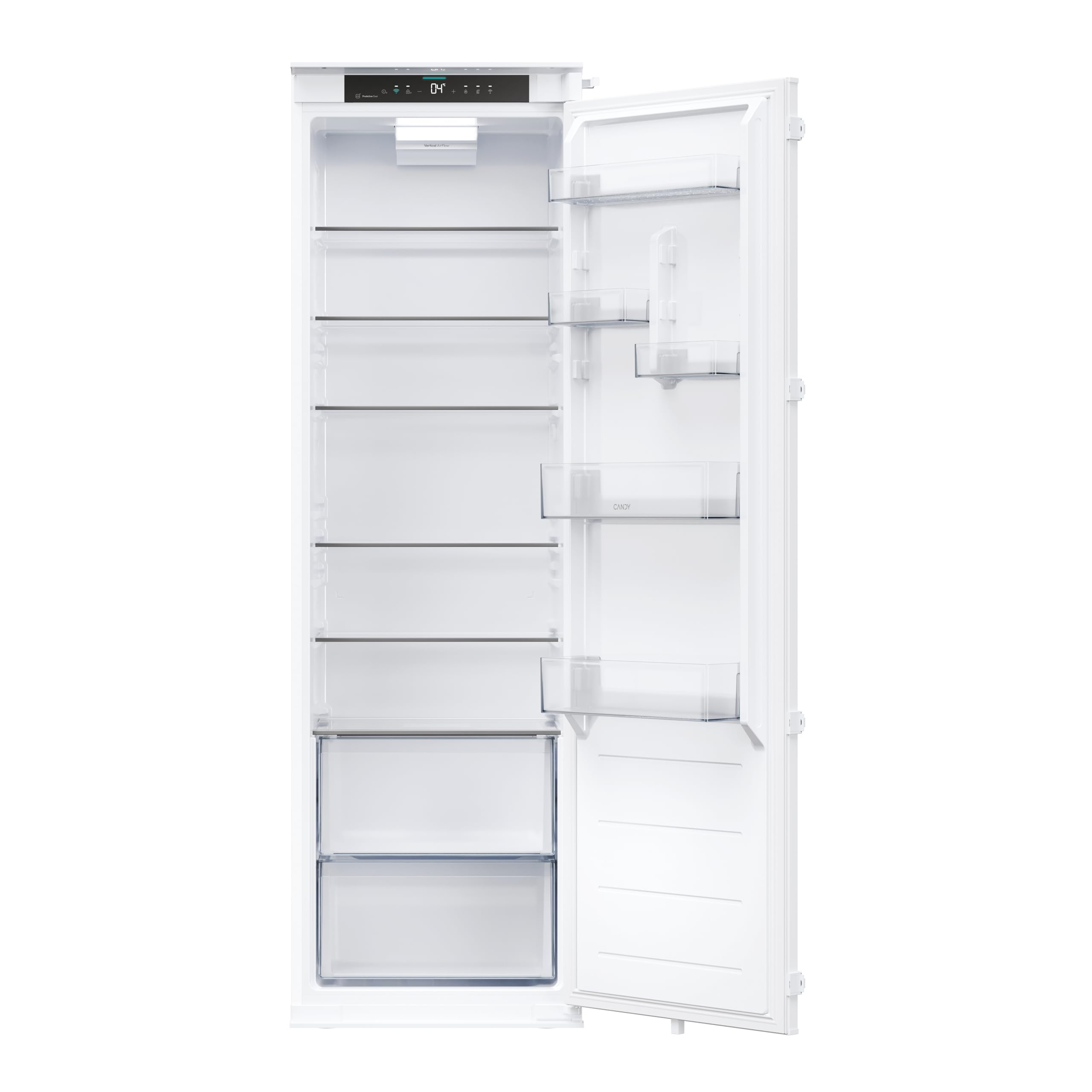 CANDY CML5518EVWL Frigorífico Combi Integrable, Ancho 54, Altura 177,2 cm, 315 L, 5 Estantes, 5 Balconeras, 2 Cajones, Control Digital Interno, Iluminación LED, Puertas Reversibles, Silencioso 36DB