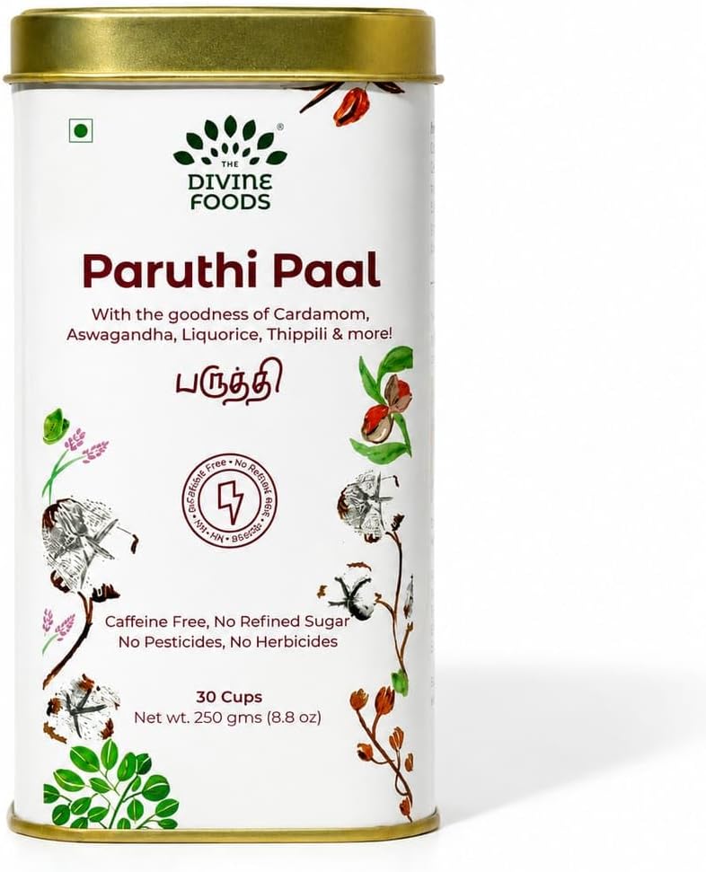 - The Divine Foods Paruthi Paal Cotton Seed Latte Mix | Cold-Pressed | Antioxidant-Rich | Supports Heart Health & Cholesterol | No Preservatives | Ready-to-Mix | 250g