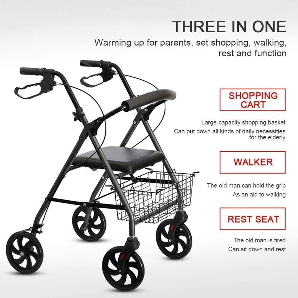 Elderly Walker Aluminiowy czterokołowy chodzik do chodzenia i kosz na zakupy Comfortable anniversary