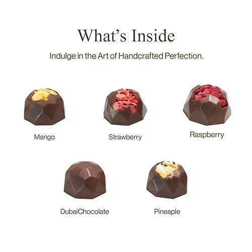 Miniatura 9 de Andy Anand Chocolatier Trufas belgas de chocolate negro – Caja de regalo de 25 trufas de chocolate parisino con mango, pistacho, piña, frambuesa y