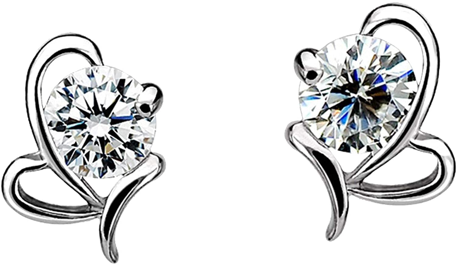 DEEPOWDEROPLK Sterling Silver Crystal Bow Earrings, Infinity Love Heart-Shaped Birthstone Crystal Earrings Jewelry Gifts for Mom Women Wife Girls Lady Her