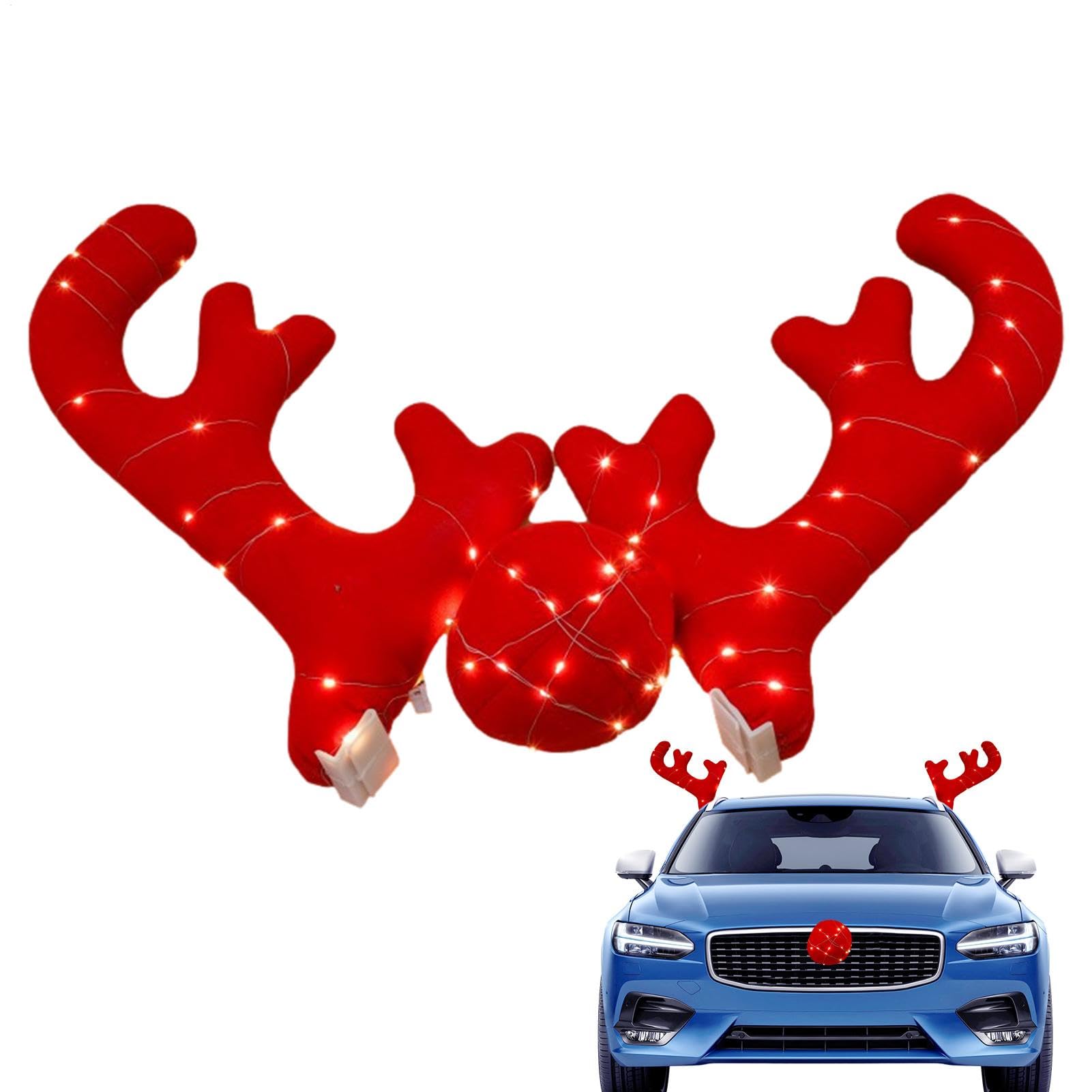 Générique Bois de cerf pour Voiture - Kit de Voiture en Corne de cerf de Noël | Costume de Camion de Voiture de noël, Ensemble Cadeau de noël, décoration de Renne, Bois pour Camion véhicule