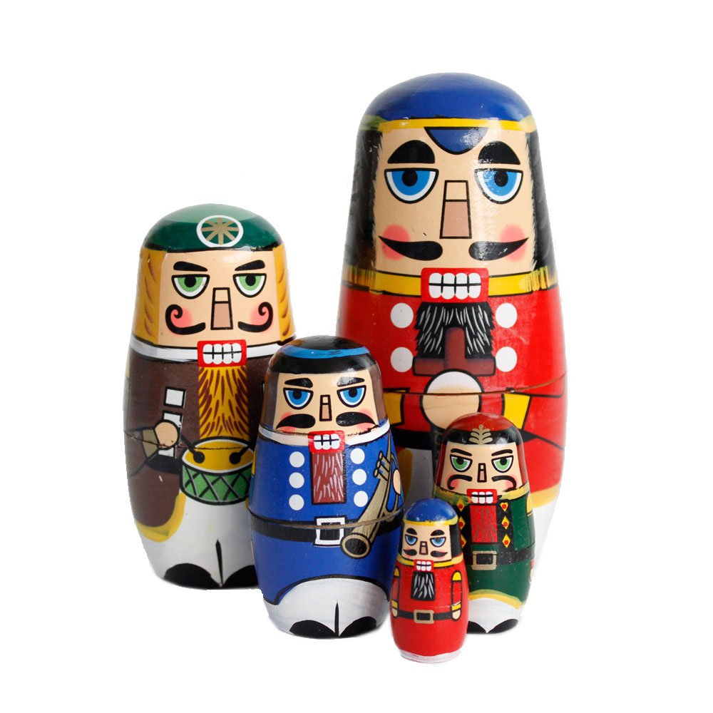 Oostifun Nutcracker Soldier Colourful Handmade Wooden Nesting Doll Russian Doll Kits Xmas Decoration (Nutcracker Soldier)