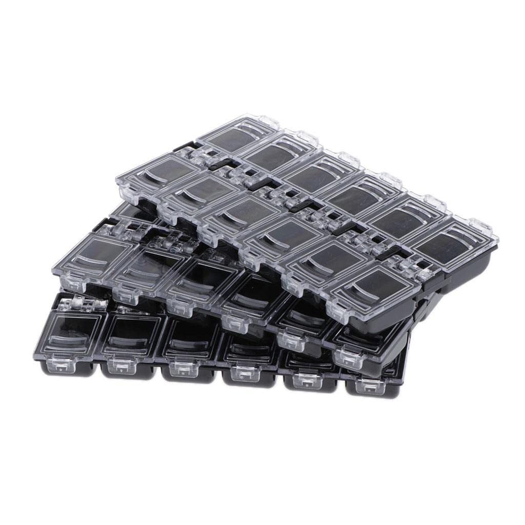 WOVEBIUS 3x 12 Grids Plastic Organizer Container Storage Box for Jewelry Beads Black,2.3x1.7cm 3 pcs
