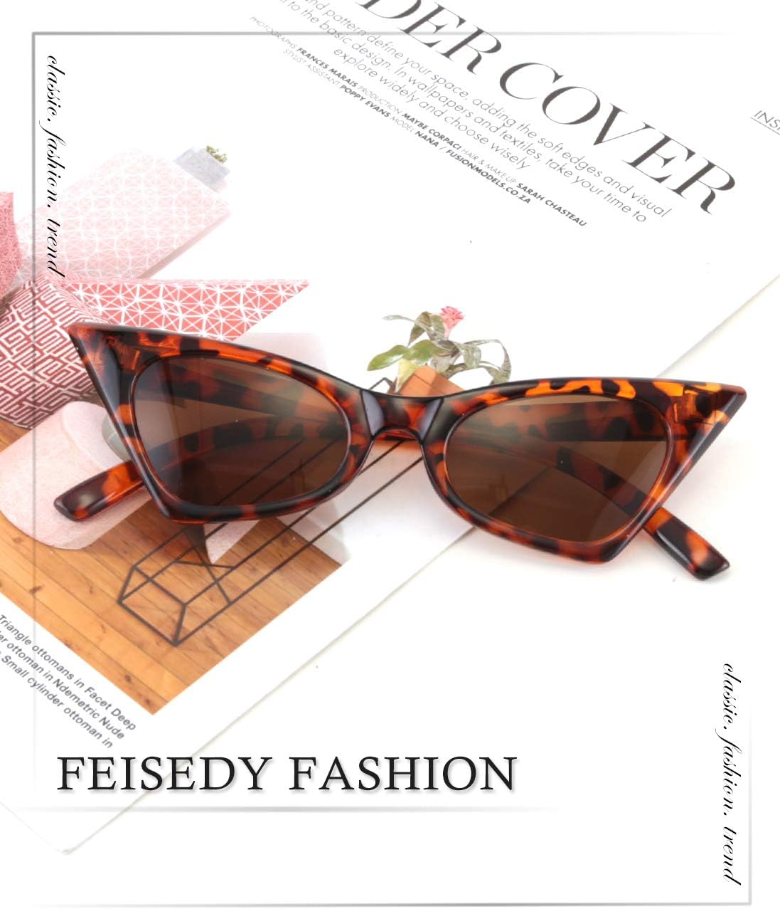 FEISEDY Small Cat Eye Sunglasses Vintage Square Shade Women Eyewear B2291 - Image 7