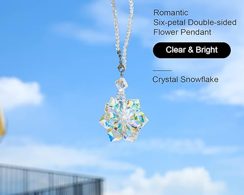 Miniatura 8 de Colgante de espejo retrovisor de automóvil con diseño de flores de cristal, accesorios para colgar en el automóvil, accesorios para el interior de