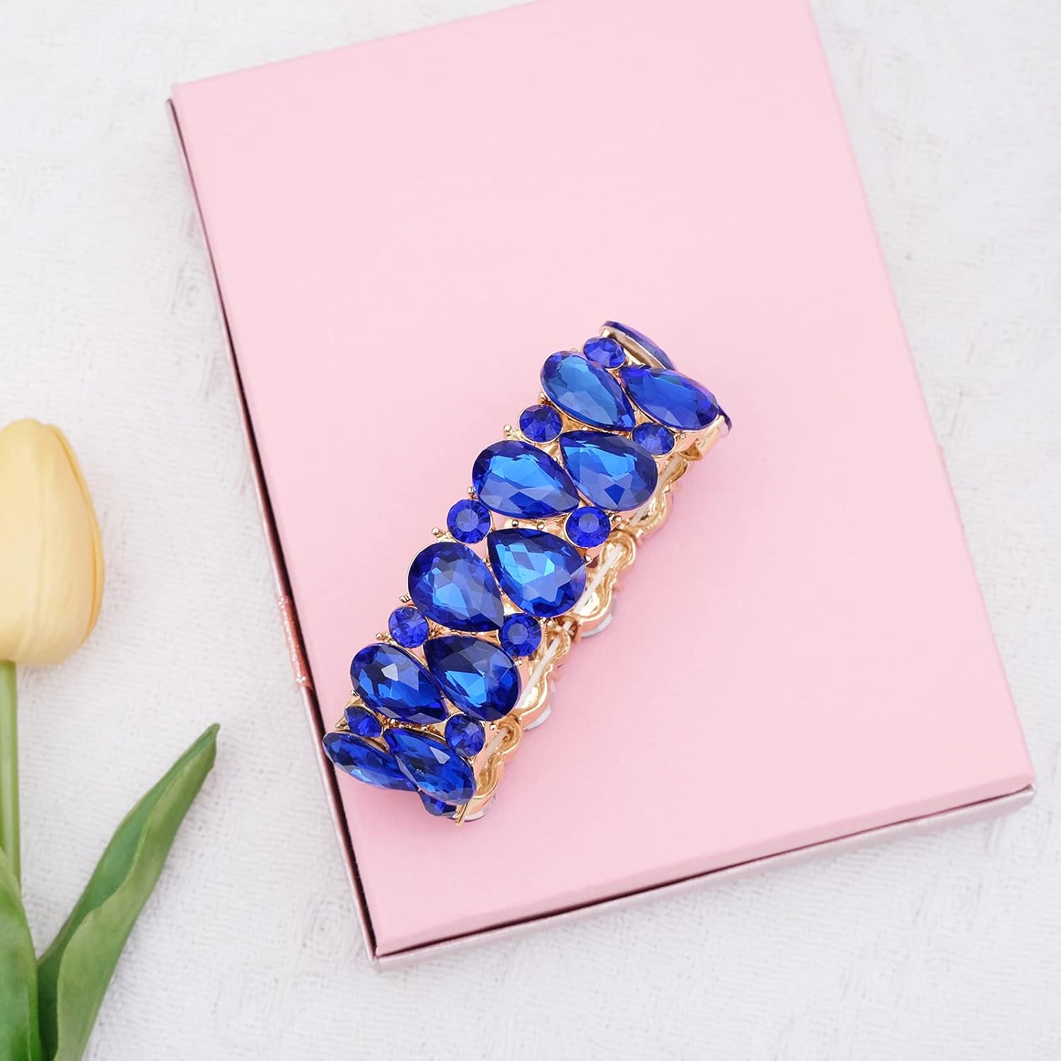 CSY Women's Elegant Bridal Necklace Earrings Stretch Bangle Bracelsts Set for Bride Bridesmaid Wedding Teardrop Crystal Costume Jewelry Sets