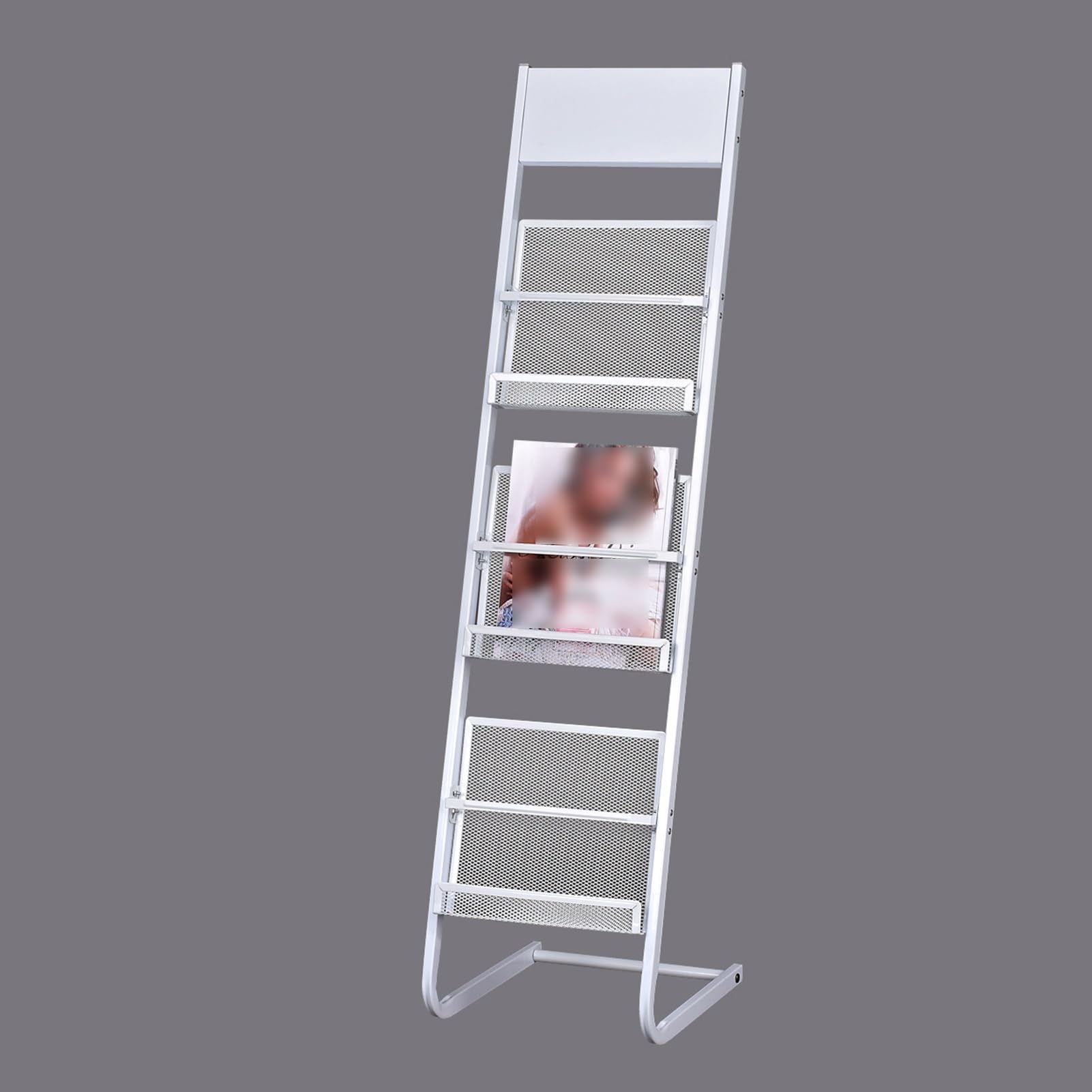 ASerZenith Floor Standing Magazine Rack, 3 Tier Iron Brochure Display Rack, Catalog Document Rack with Anti-slip Feet, Office School Magazine Rack
