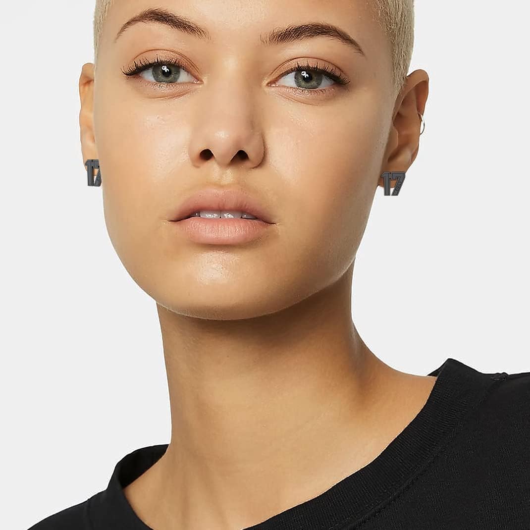 GoldChic Jewelry Sport Number Earrings for Men, Custom Name Stud Earrings For Sport Players Fans, Stainless Steel Baseball Basketball Football Soccer Volleyball Ear Jewelry Gift For Athlete